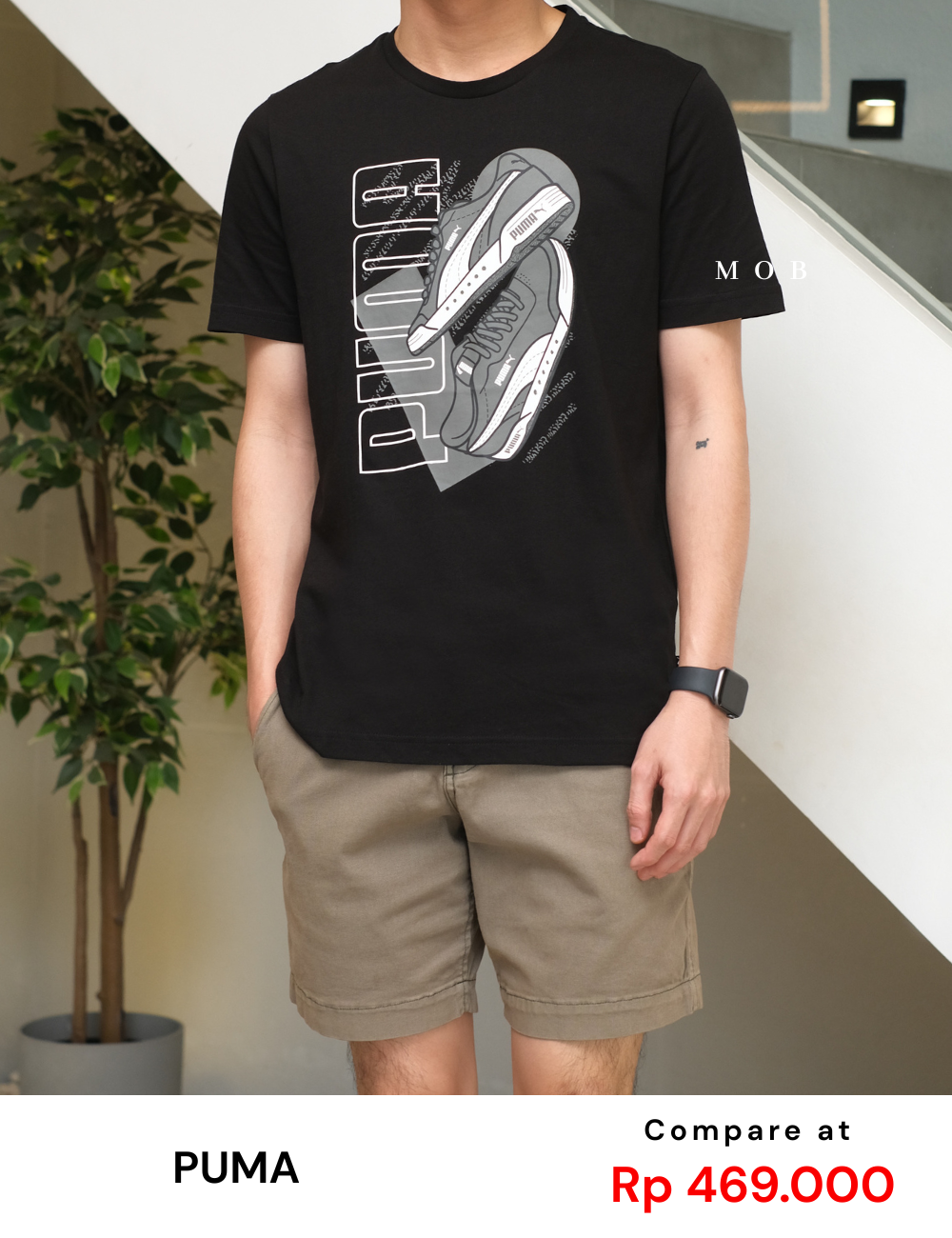 PMSST09005C Sneakers QT Graphic Logo SS Tee Dark Grey