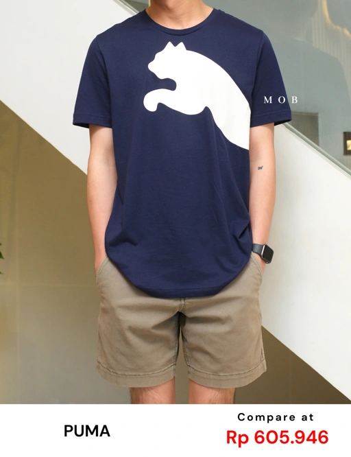 Image of PMSST08004 Big Cat Logo SS Tee Navy