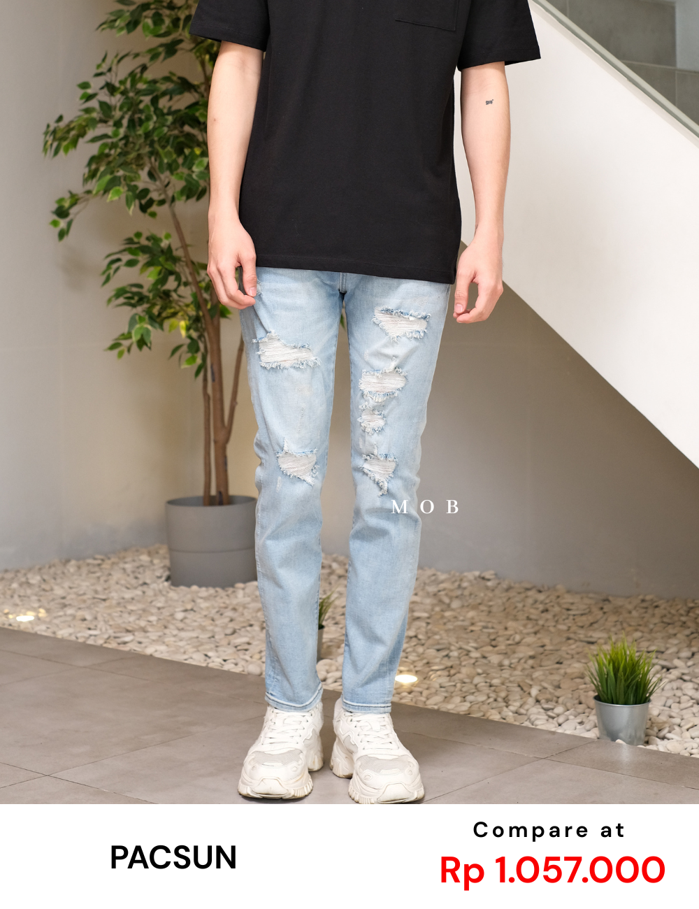 PCSPT02001 Medium Ripped Slim Taper Jeans