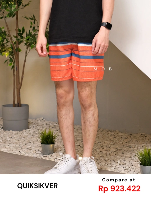 Image of QSBS02003B Volley Shorts Blue Orange Stripe