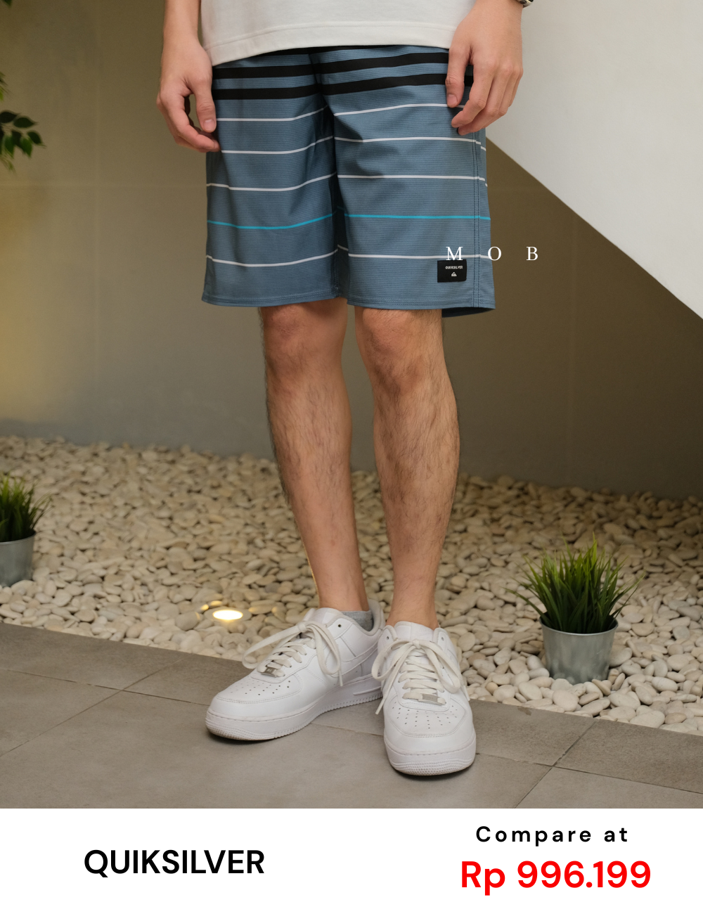 QSBS03003 Black Blue Grey Stripe 20" Boardshorts