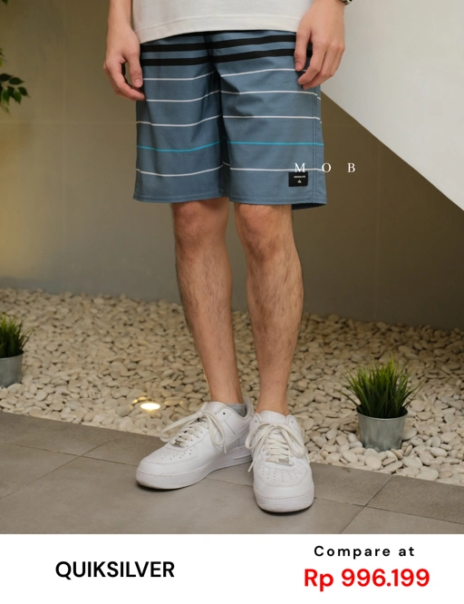 Image of QSBS03003 Black Blue Grey Stripe 20" Boardshorts