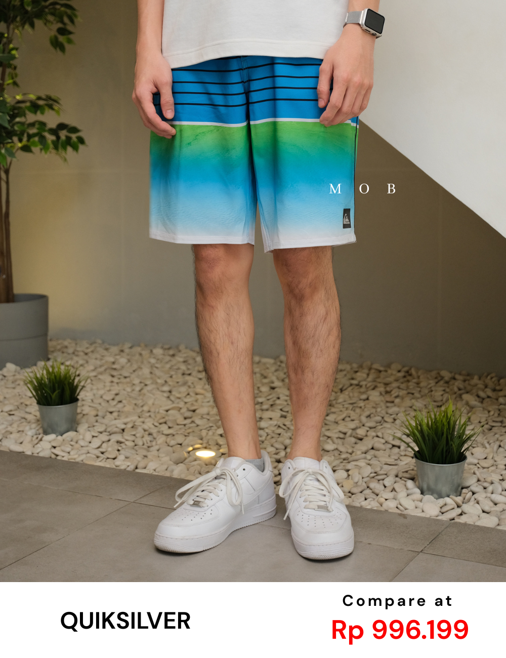 QSBS03001C Highline Blue Seafoam Green Stripe 20" Boardshorts