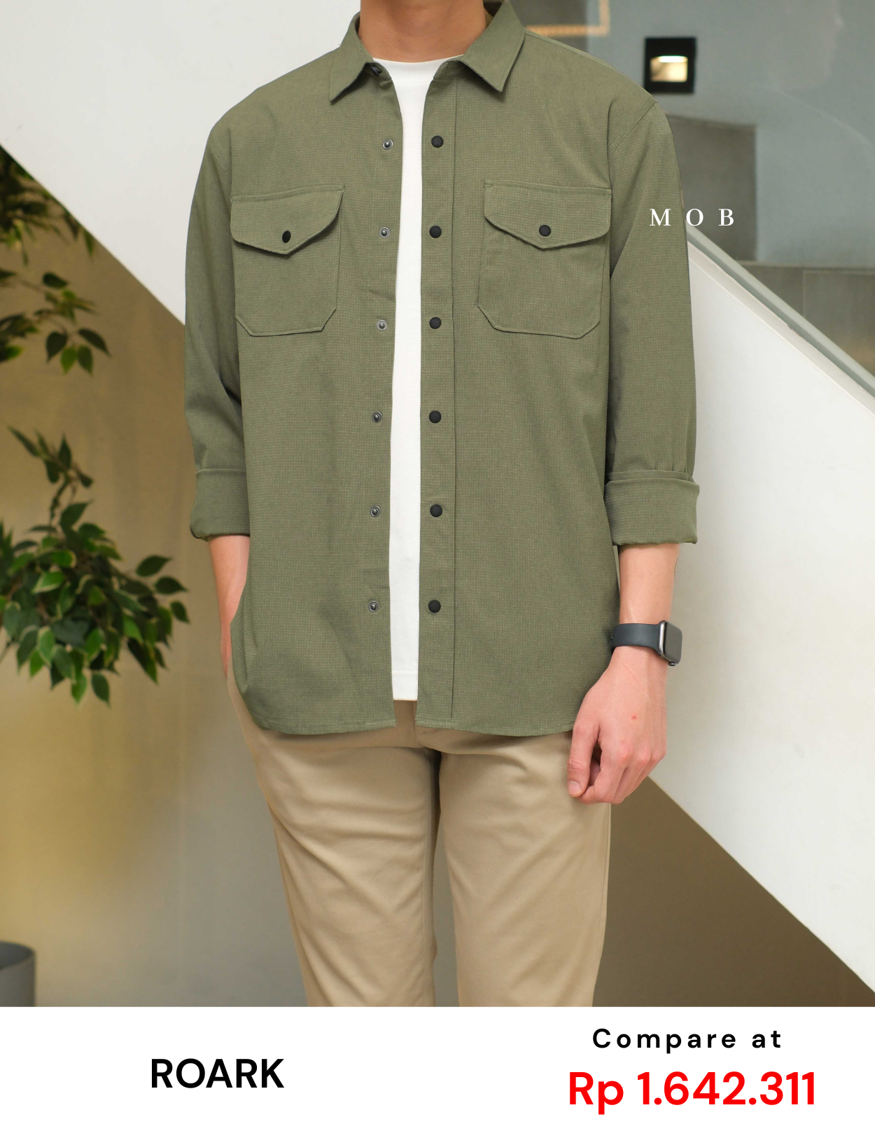 ROALSS01001 Bless Up Mechanical Stretch LS Shirt Light Army