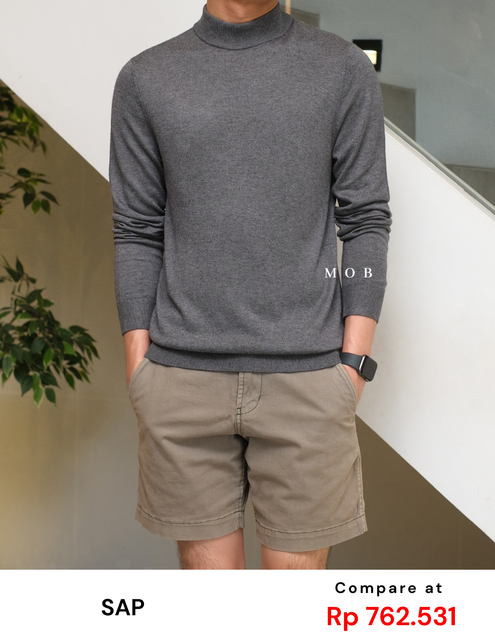 SPSW01001 Merino Wool Half-Neck Sweatshirt Light Grey