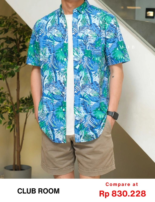 Image of CRSSS03008 Lex Tropical SS Shirt Blue