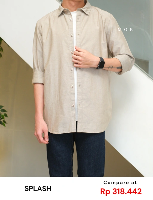 Image of SPLLSS02003 Nature Comfort Slim LS Shirt Khaki