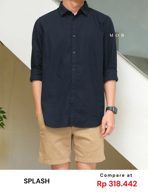 Image of SPLLSS01001 Nature Comfort Slim LS Shirt Navy