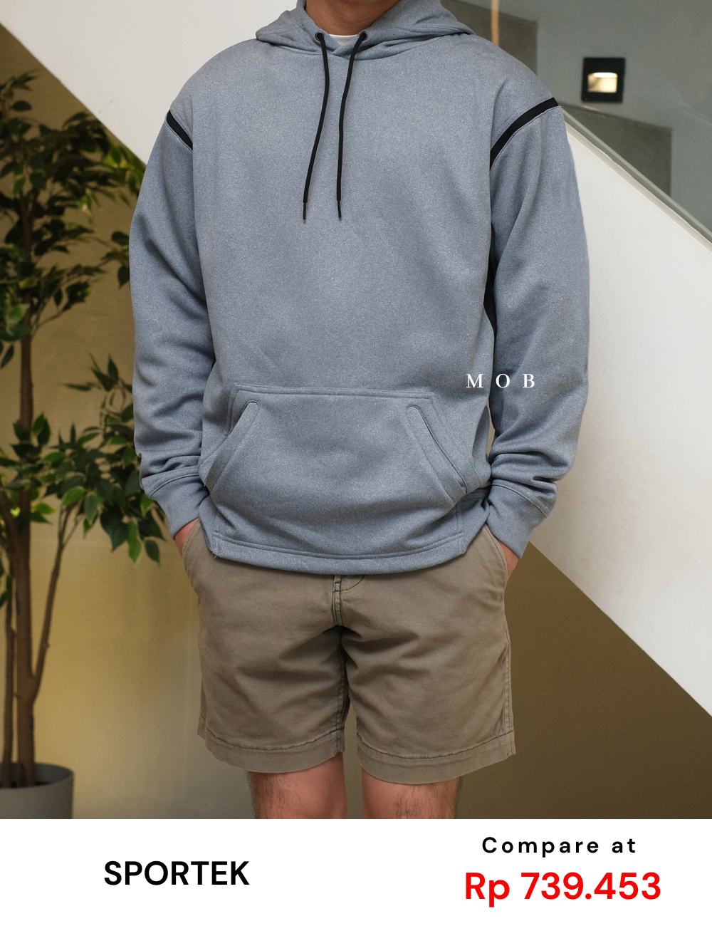 STHOD04001 Tech Fleece Colorblock Hoodie Blue Grey Black