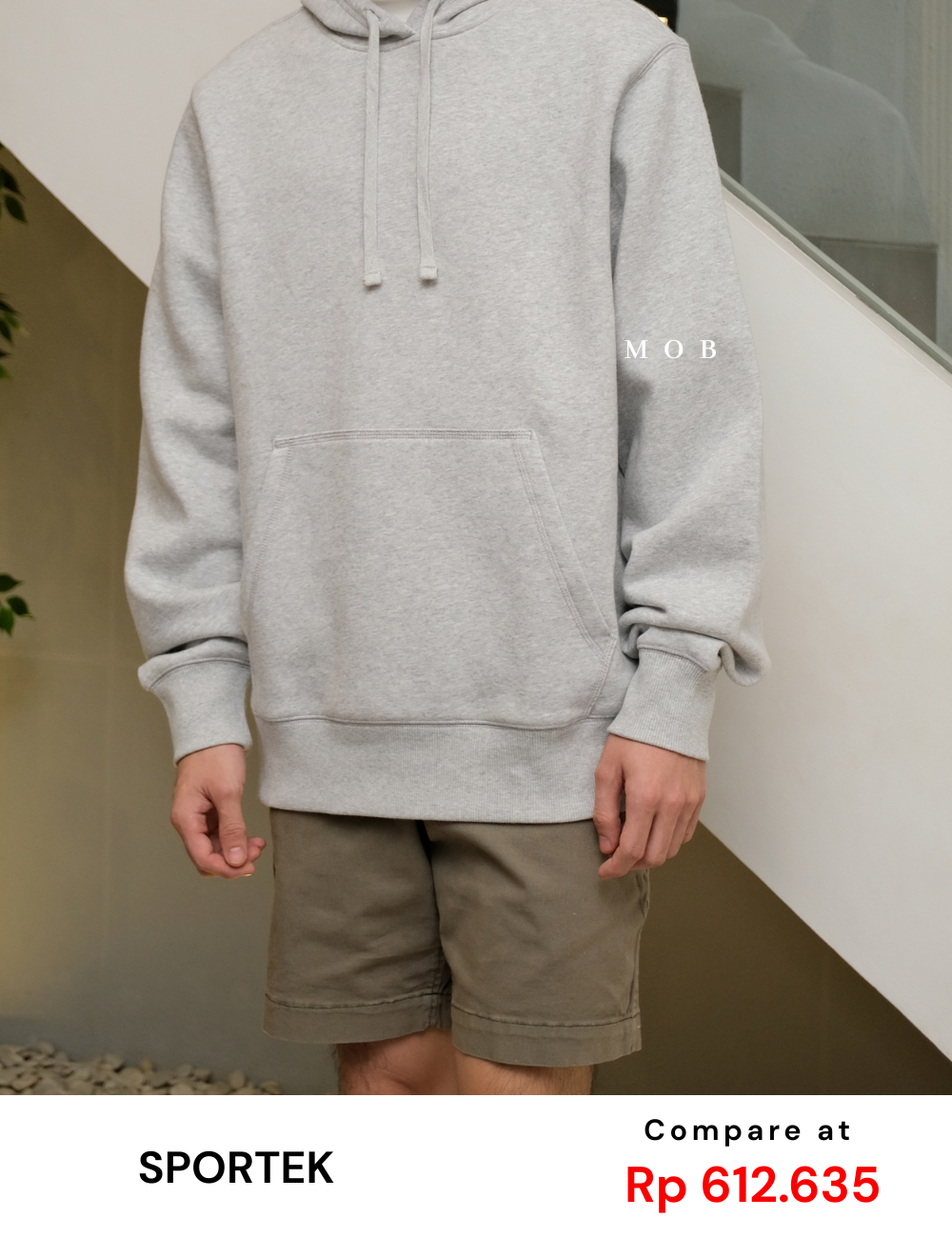 STHOD03004 Pullover Hooded Basic Light Grey 