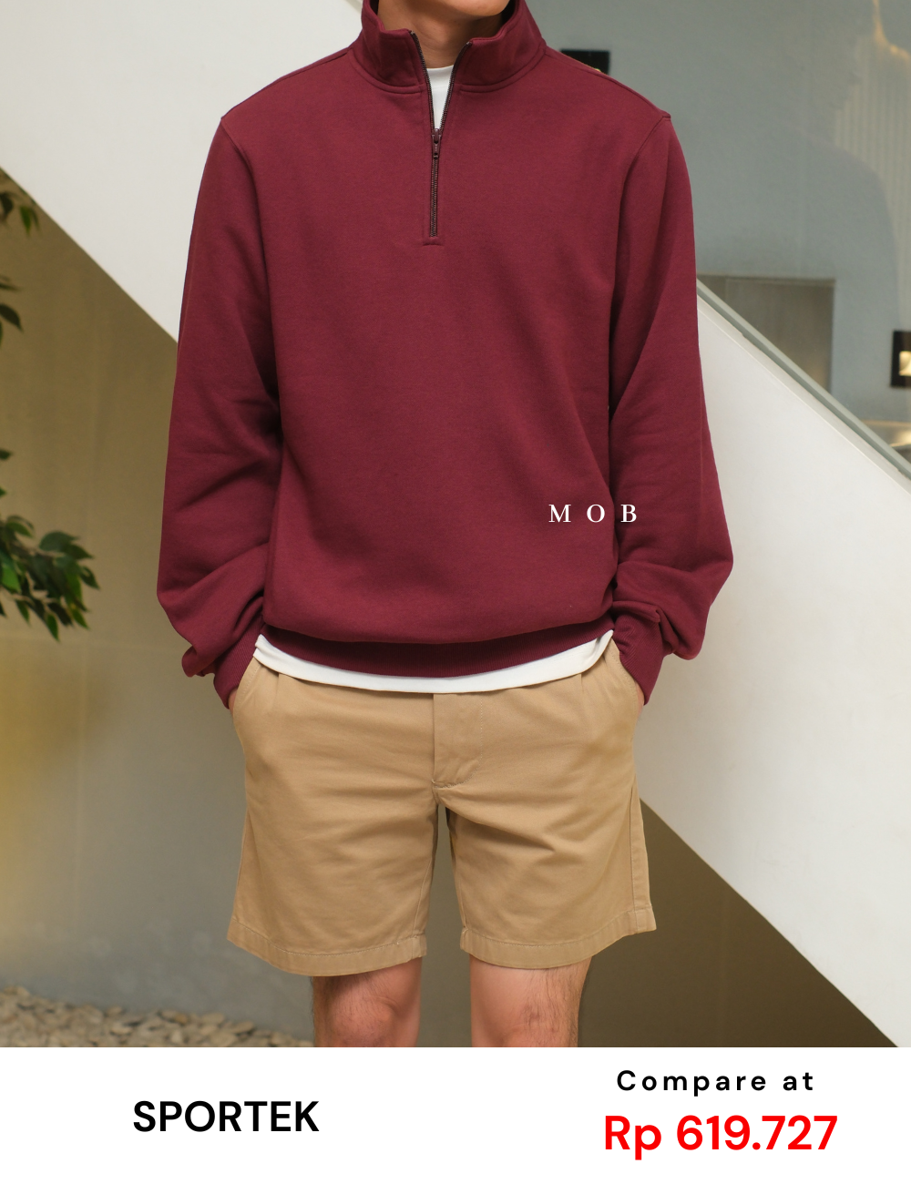 STSW05001I Basic 1/4 Zip Sweatshirt Maroon