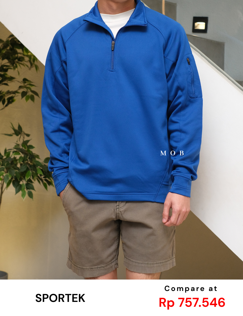 STSW04002 Basic Quarter Zip Sweatshirt Blue