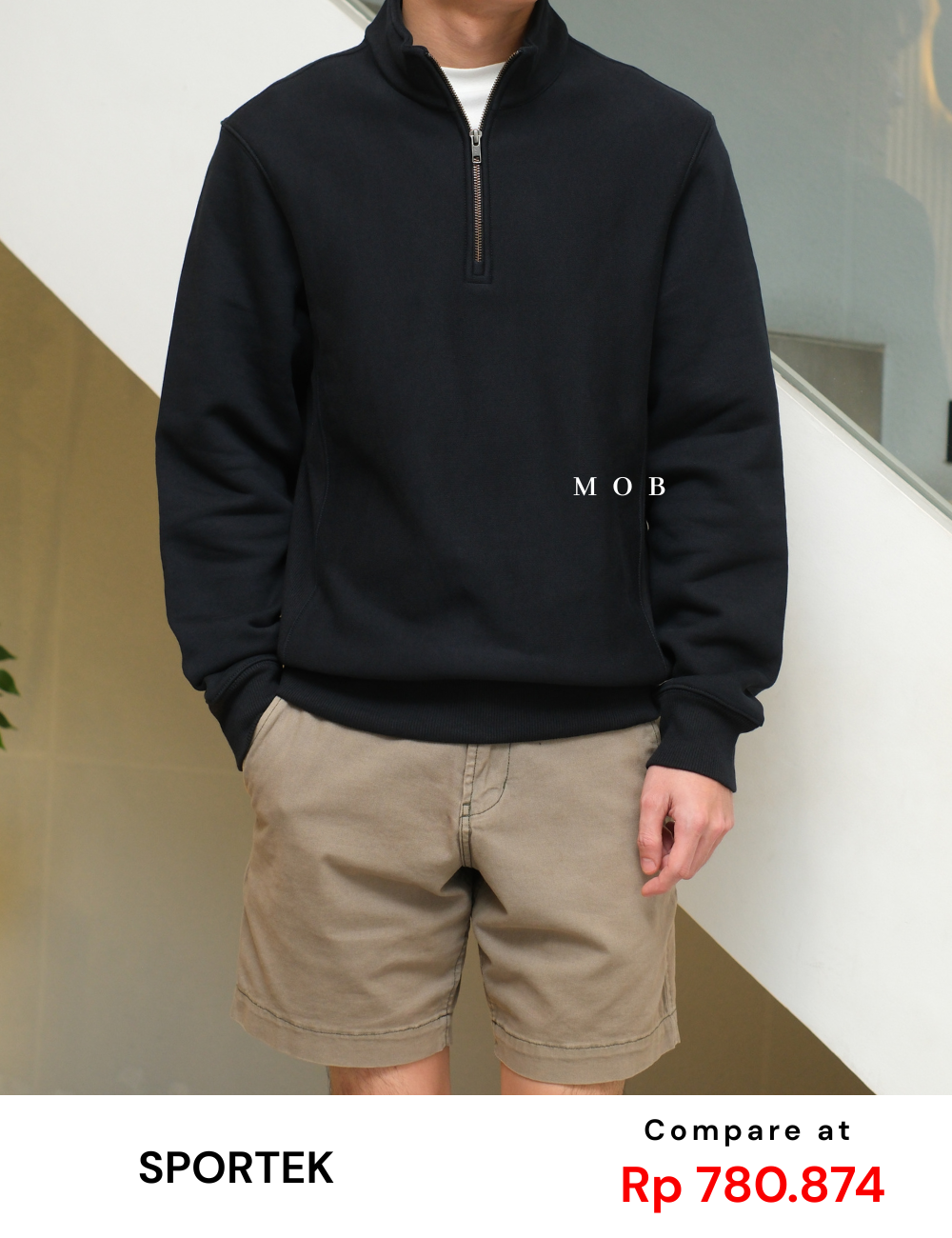 STSW05002B Basic Heavyweight 1/4 Zip Sweatshirt Black
