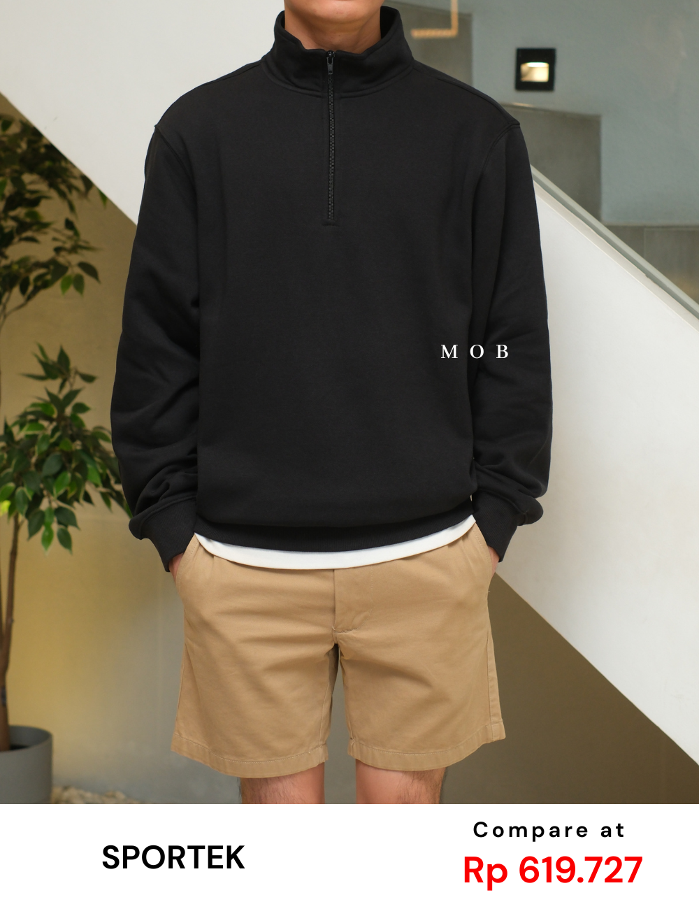 STSW05001C Basic 1/4 Zip Sweatshirt Black