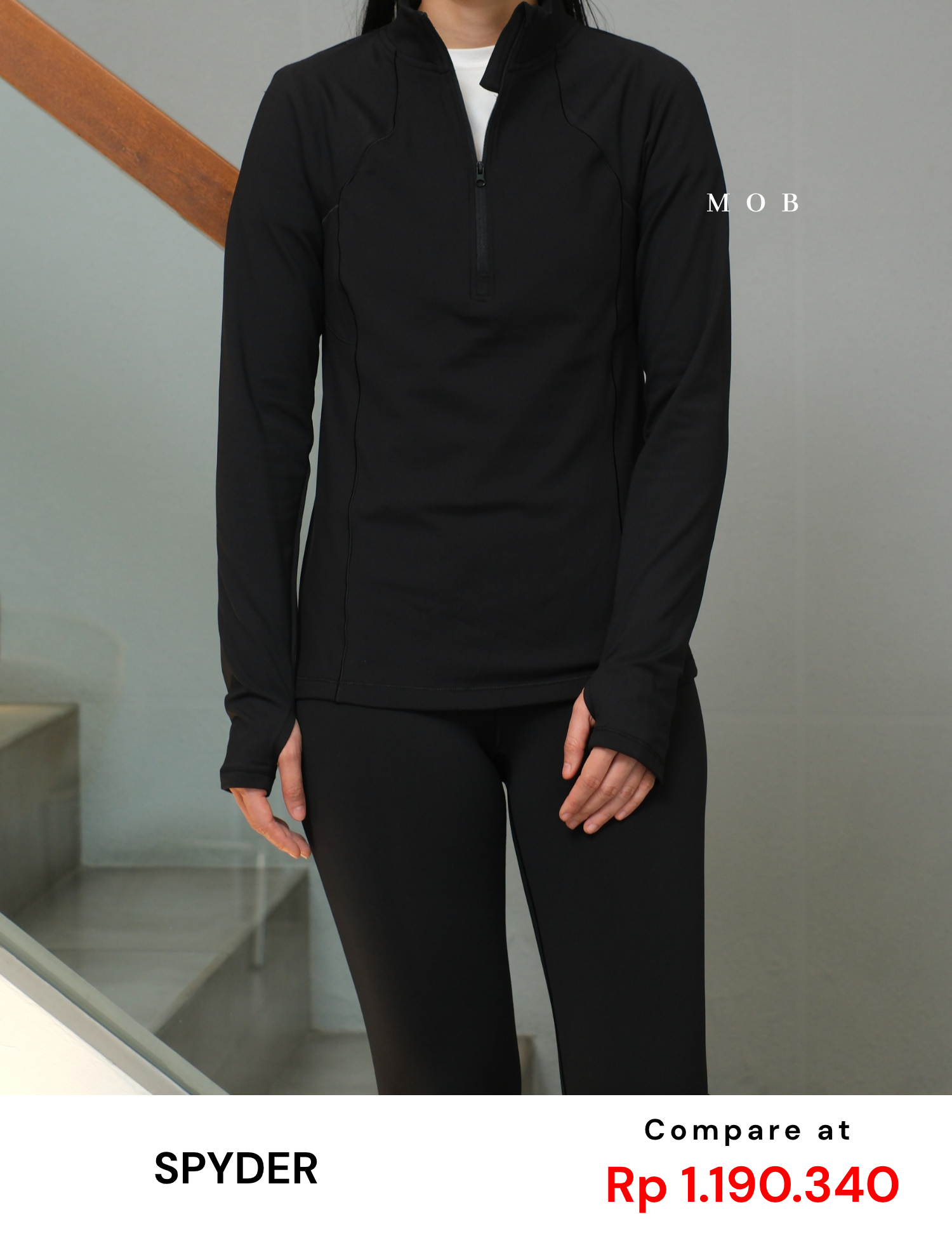SPYJ03001A Active 1/2 Zipper Jacket Black