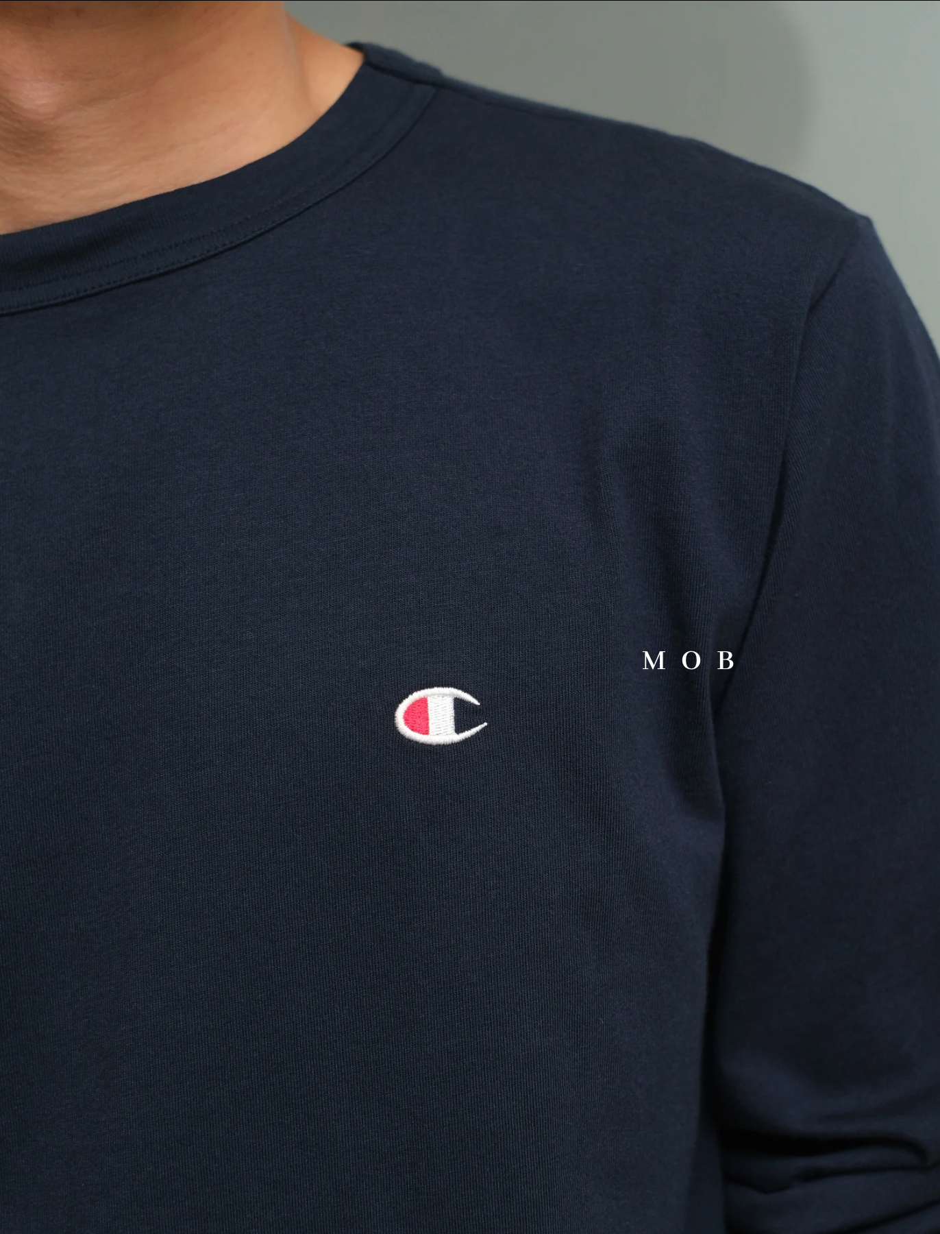 CHMPLST09002A C Small Logo LS Tee Navy