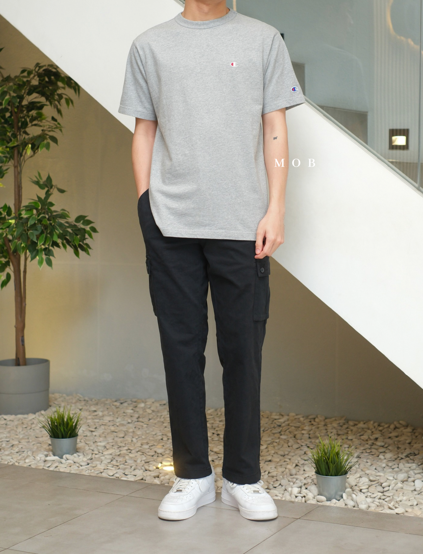 CHMPSST2403D C Small Logo SS Tee Heather Grey