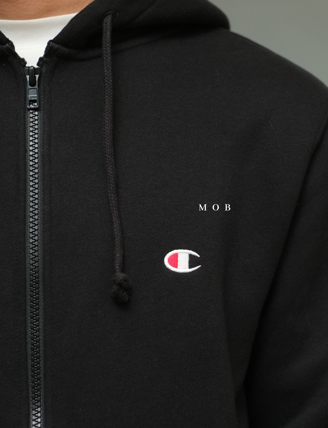 CHMPFZ05001D Basic Small Logo Full Zip Hoodie Black