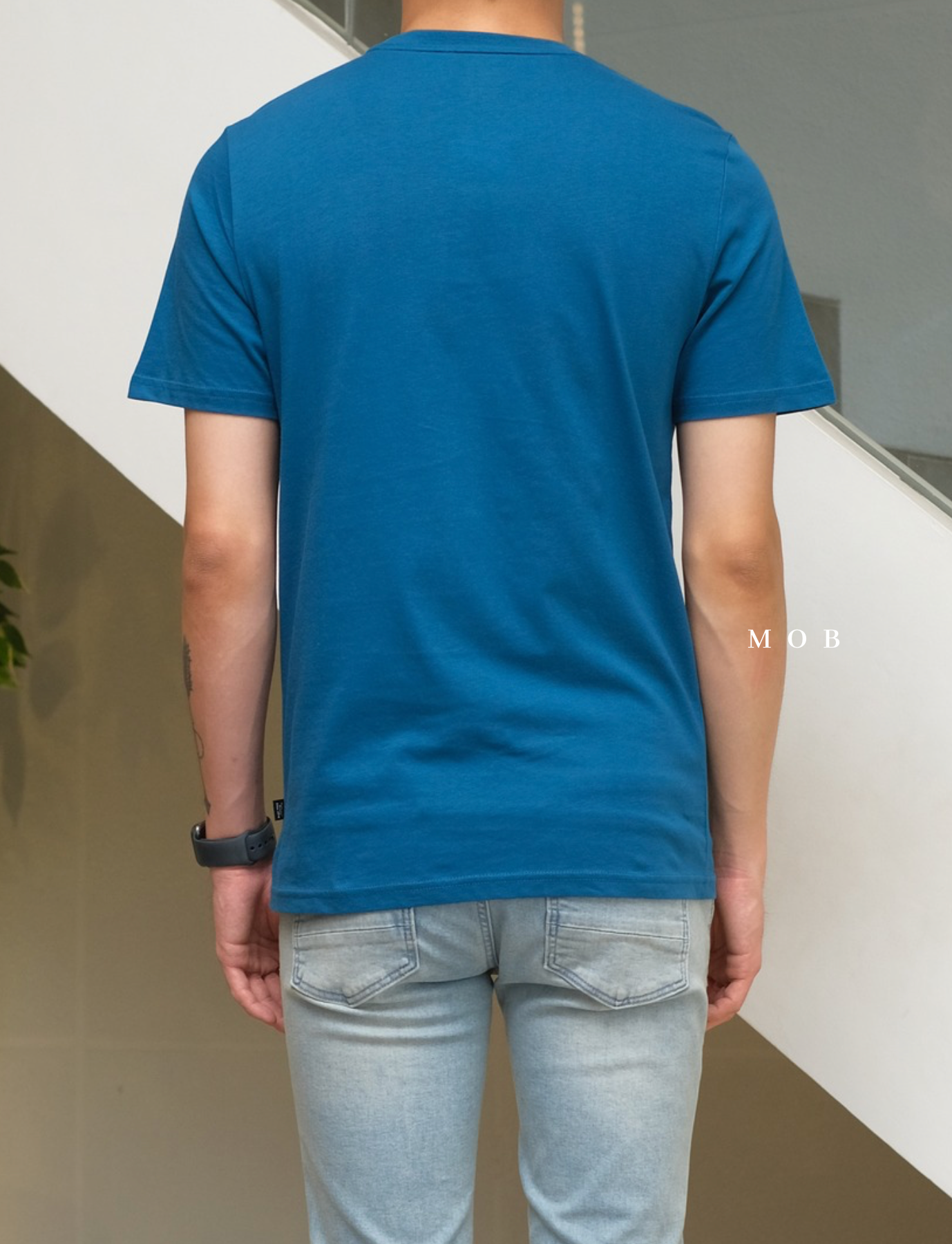 PMSST09013A Rebel Double Script Logo SS Tee Coastal Blue