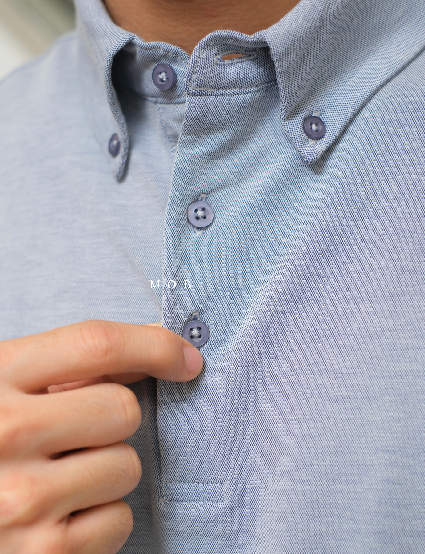 ARK01SSP017 Hybrid Button Down Collar Polo Shirt Blue Horizon