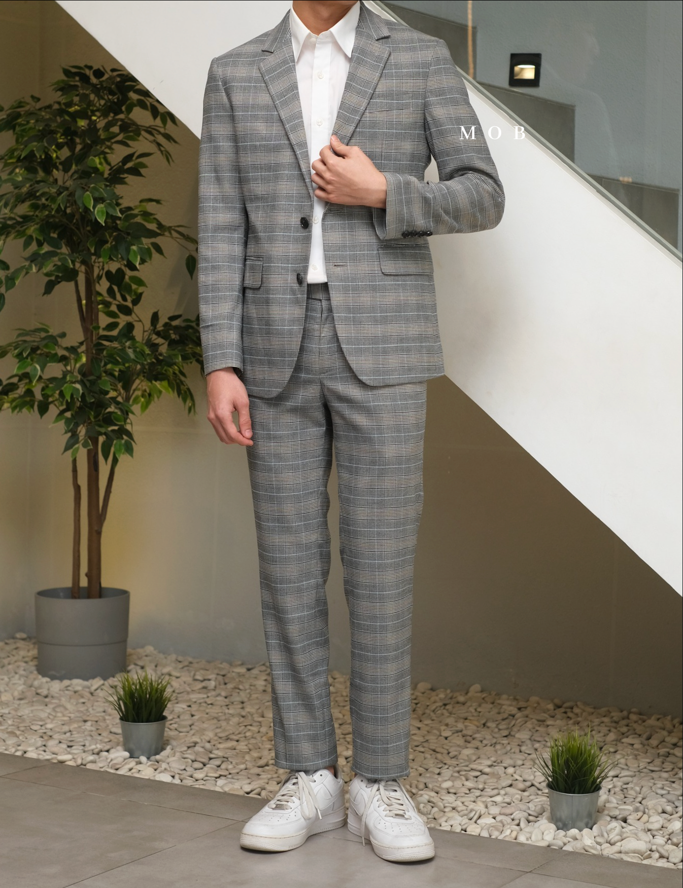 MSTBZ01002 Slim Fit Blazer Grey Plaid