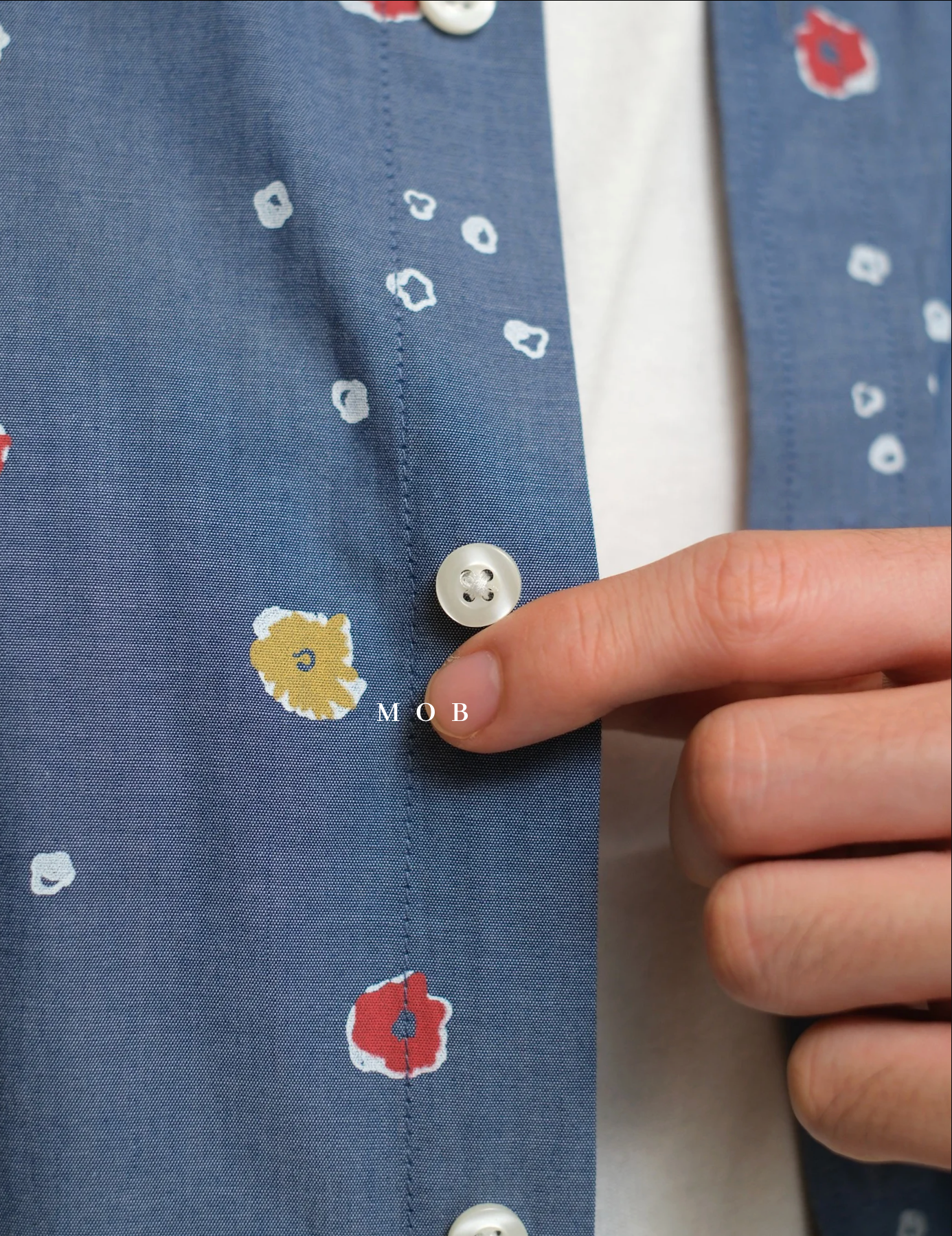 CLRSSS03011 Floral Pattern SS Shirt Denim Blue