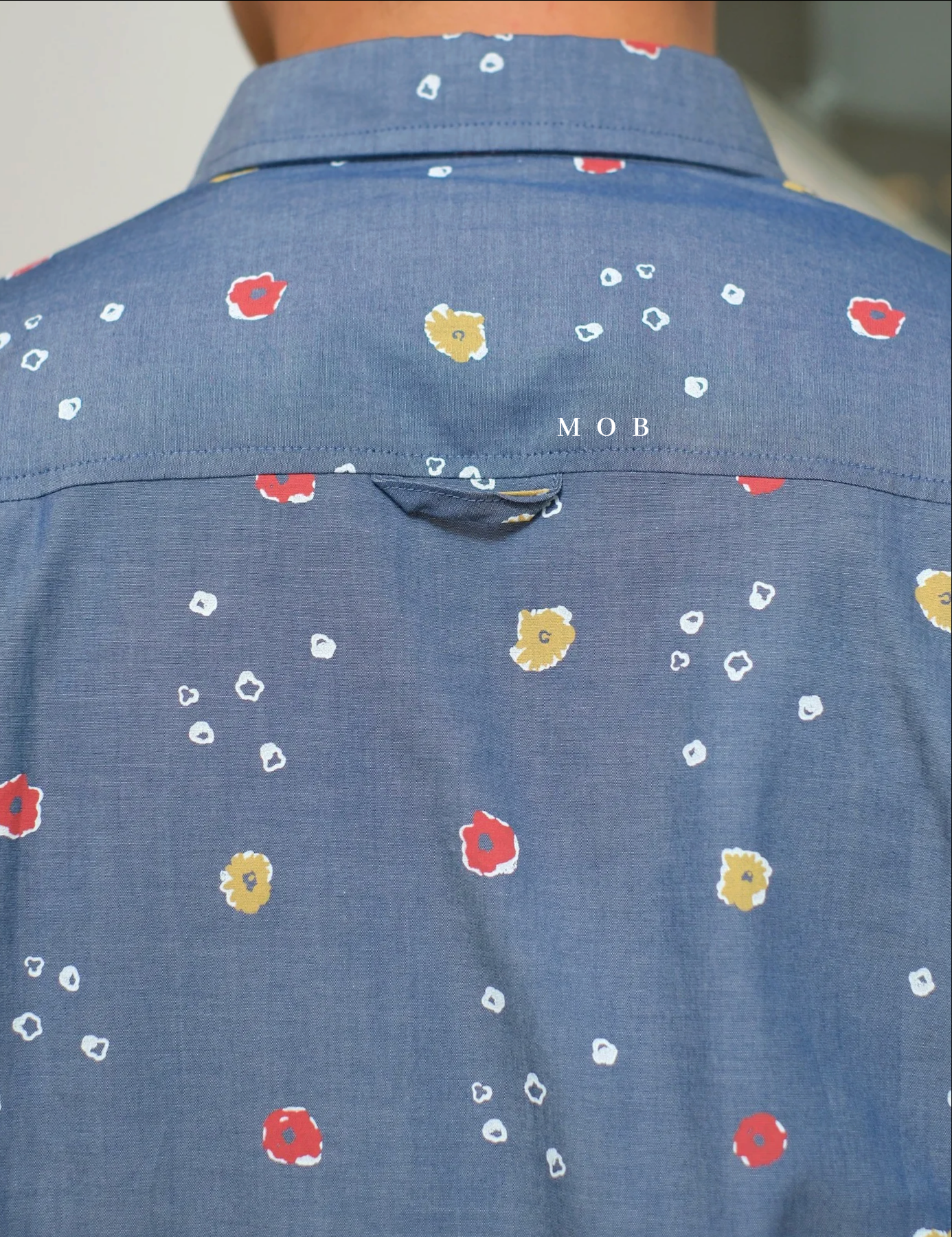 CLRSSS03011 Floral Pattern SS Shirt Denim Blue