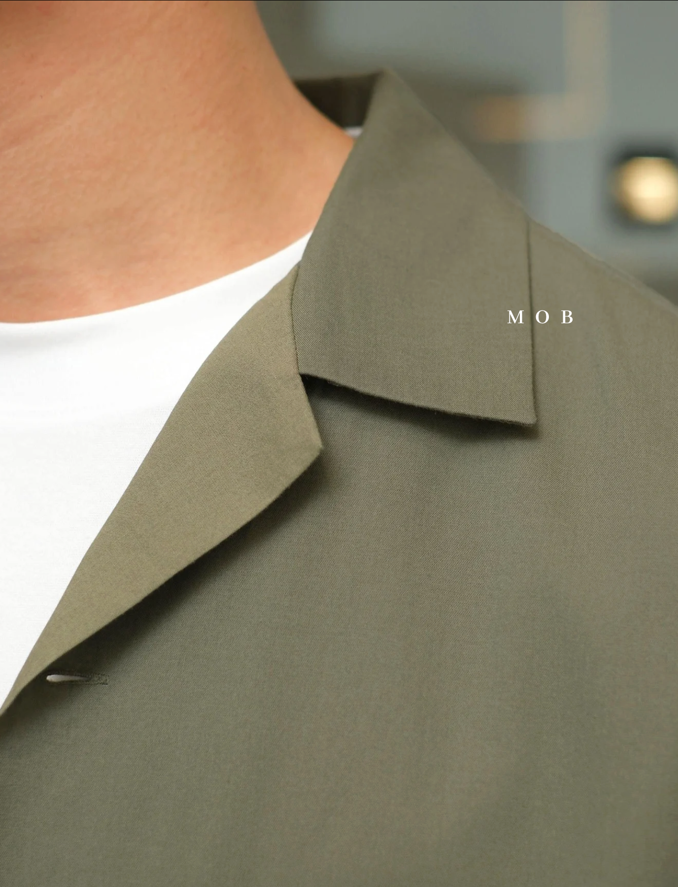 UNQSSS05001A Cotton Open Collar SS Shirt Olive