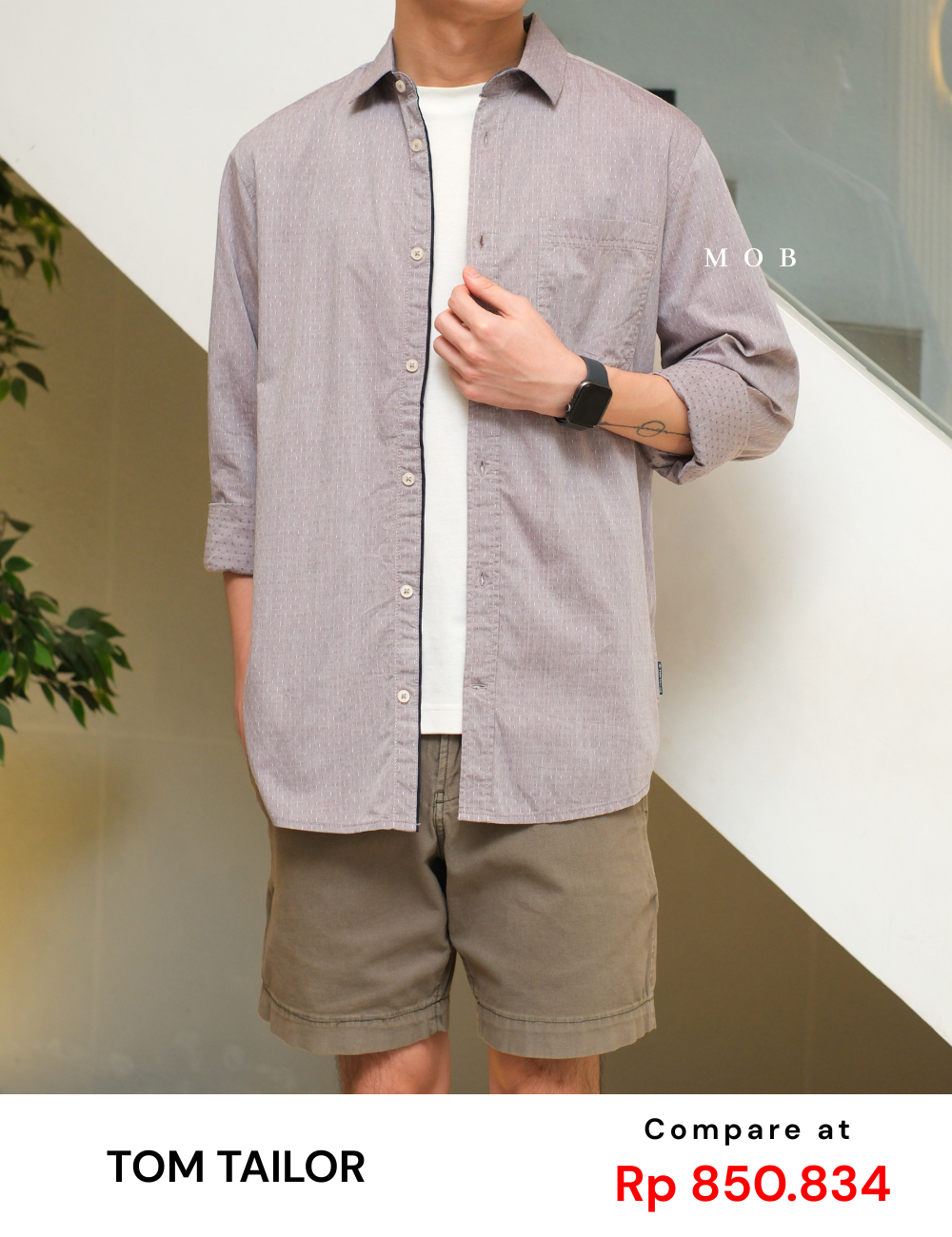 TTLSS03005A Regular CHAMBRAY DOBBY Pocket LS Shirt Gipsy Purple