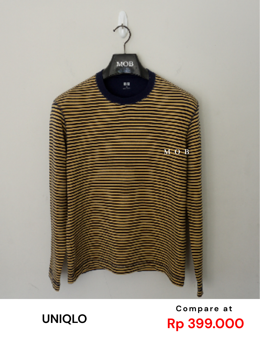 UNQSW01002 Lightweight Stretch Basic Sweatshirt Yellow Stripe 