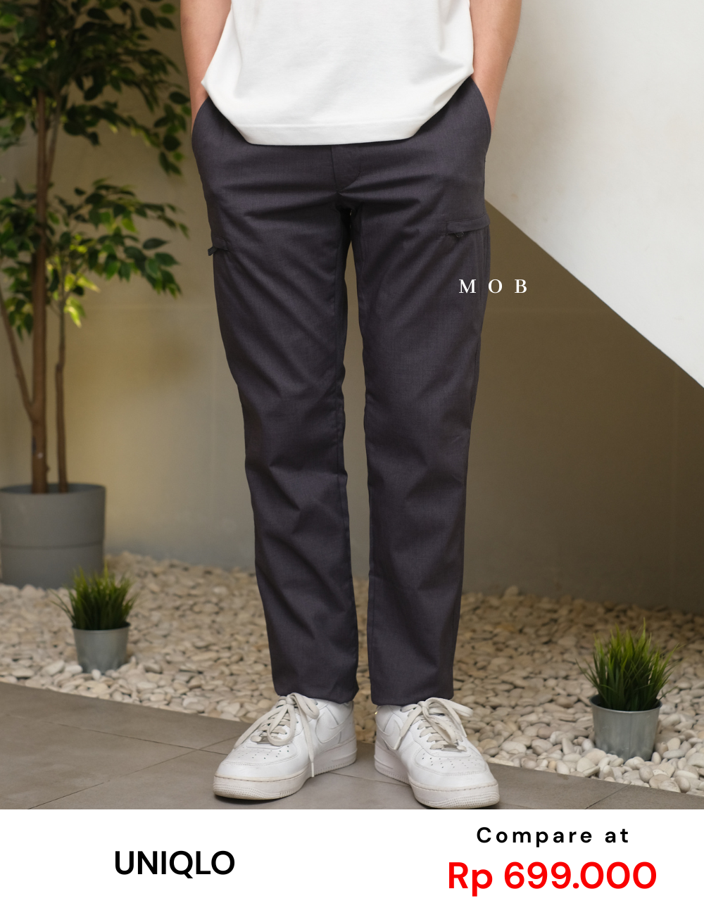 UNQPT14002 Heattech Warm-Lined Pants Side Pockets Dark Grey