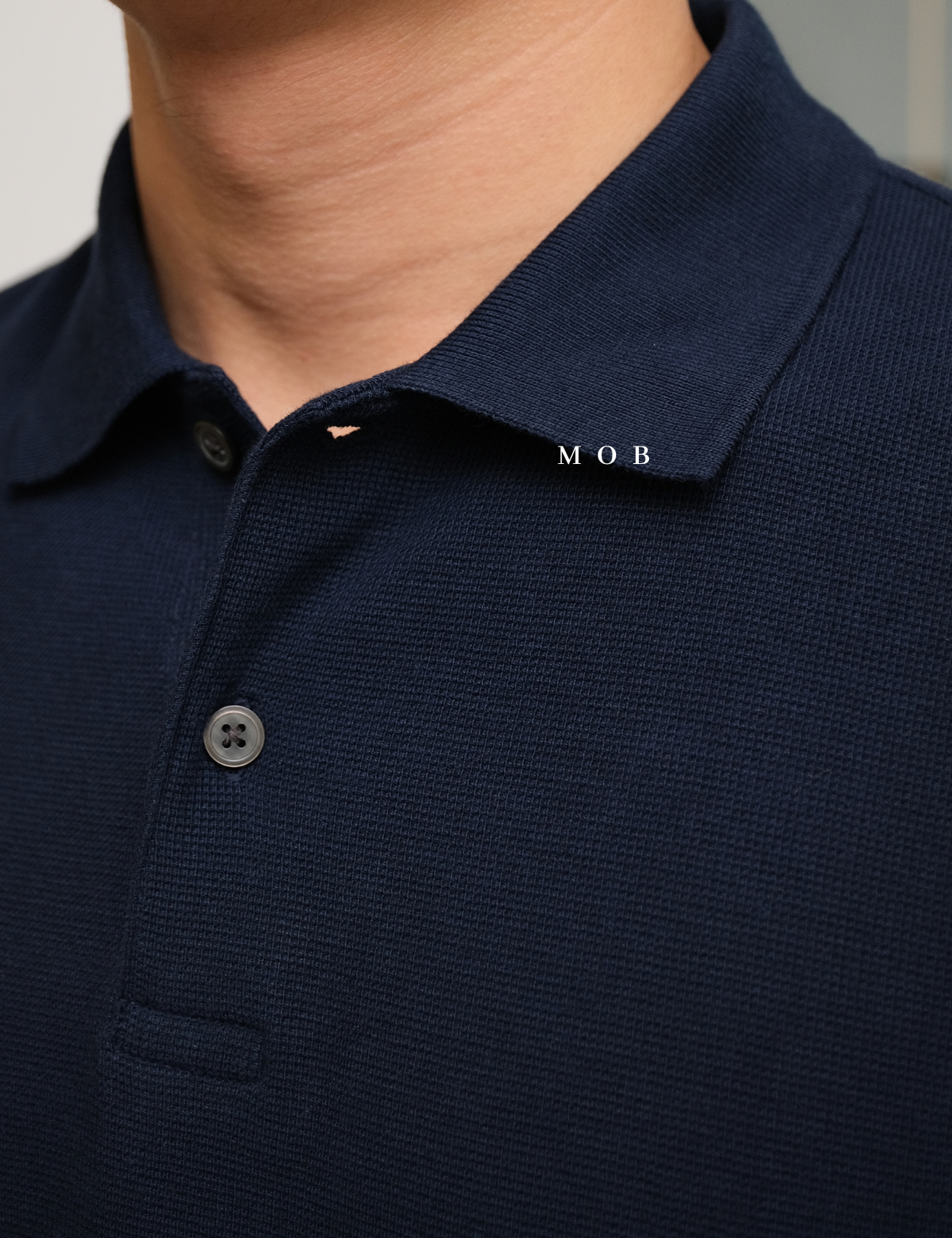 UNQPS01001 Waffle Polo Shirt Navy
