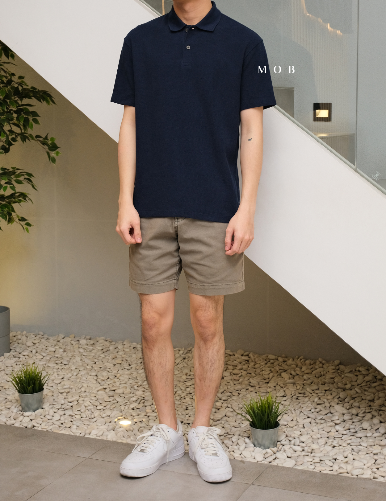 UNQPS01001 Waffle Polo Shirt Navy