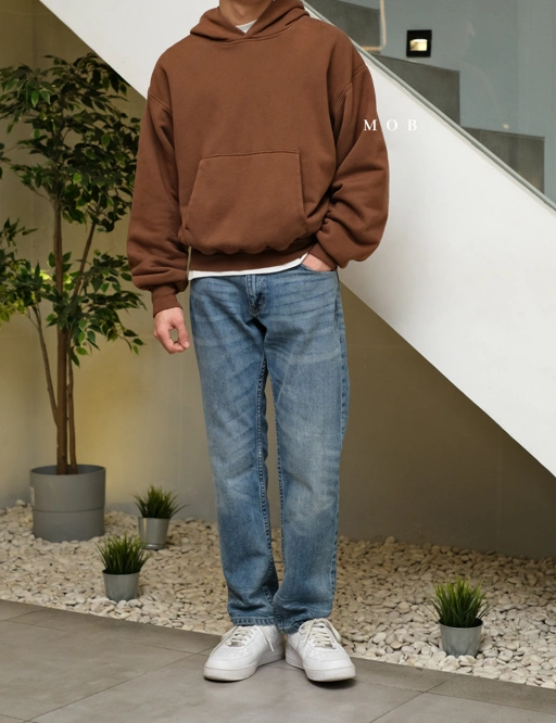 Image of [FAST PRE-ORDER] YZHOD01001 Yeezy x Gap Boxy Hoodie Dark Brown 