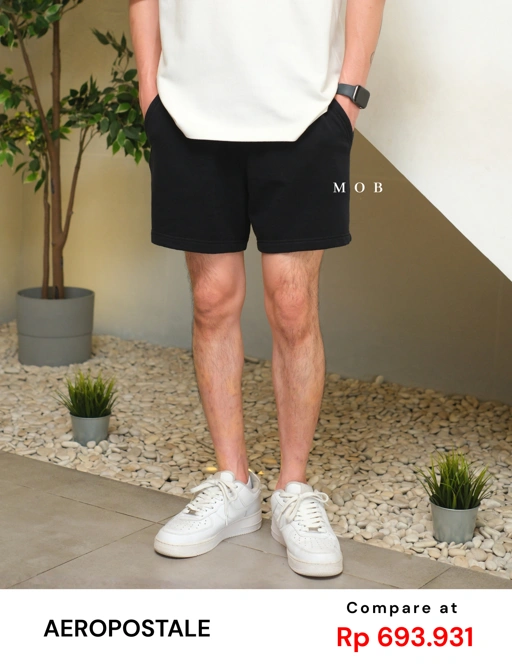 Image of ARSR03001B Basic Solid Fleece Shorts Black