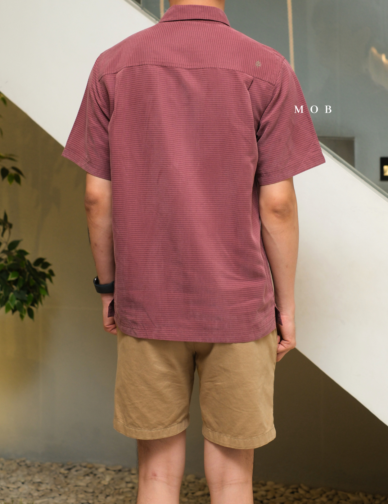 RRBSSS01001A Desert Pucker Dry SS Shirt Burgundy