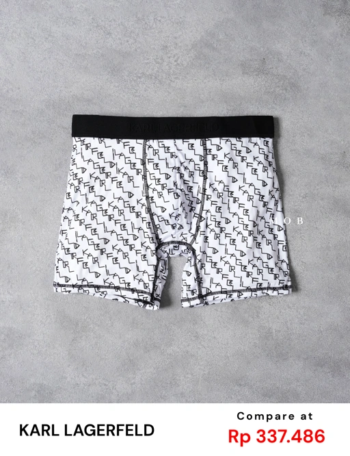 KRLB01021 Paris Script Pattern Boxer White Black Logo Waist