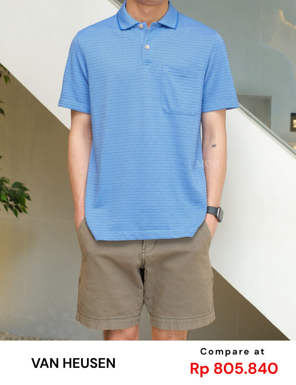 VHPS04002B Flex Jacquard Blue Polo Shirt (2 Button)