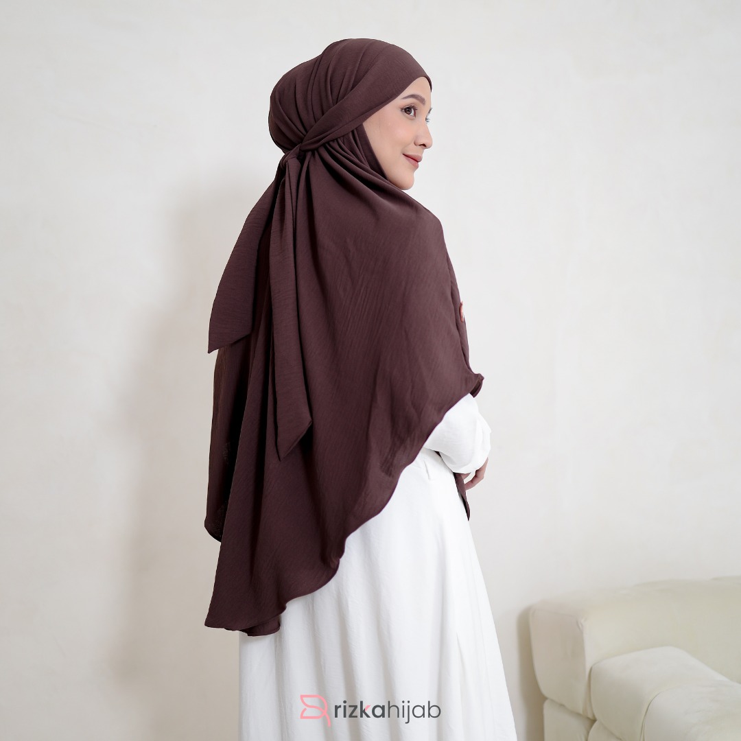RIZKA HIJAB Shafeeya French Khimar Only Airflow Premium Syari Crinckle Polos Arab Turkey Umroh Haji