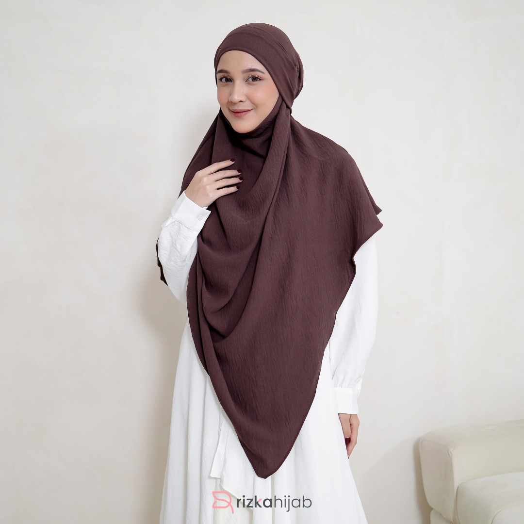 RIZKA HIJAB Shafeeya French Khimar Only Airflow Premium Syari Crinckle Polos Arab Turkey Umroh Haji