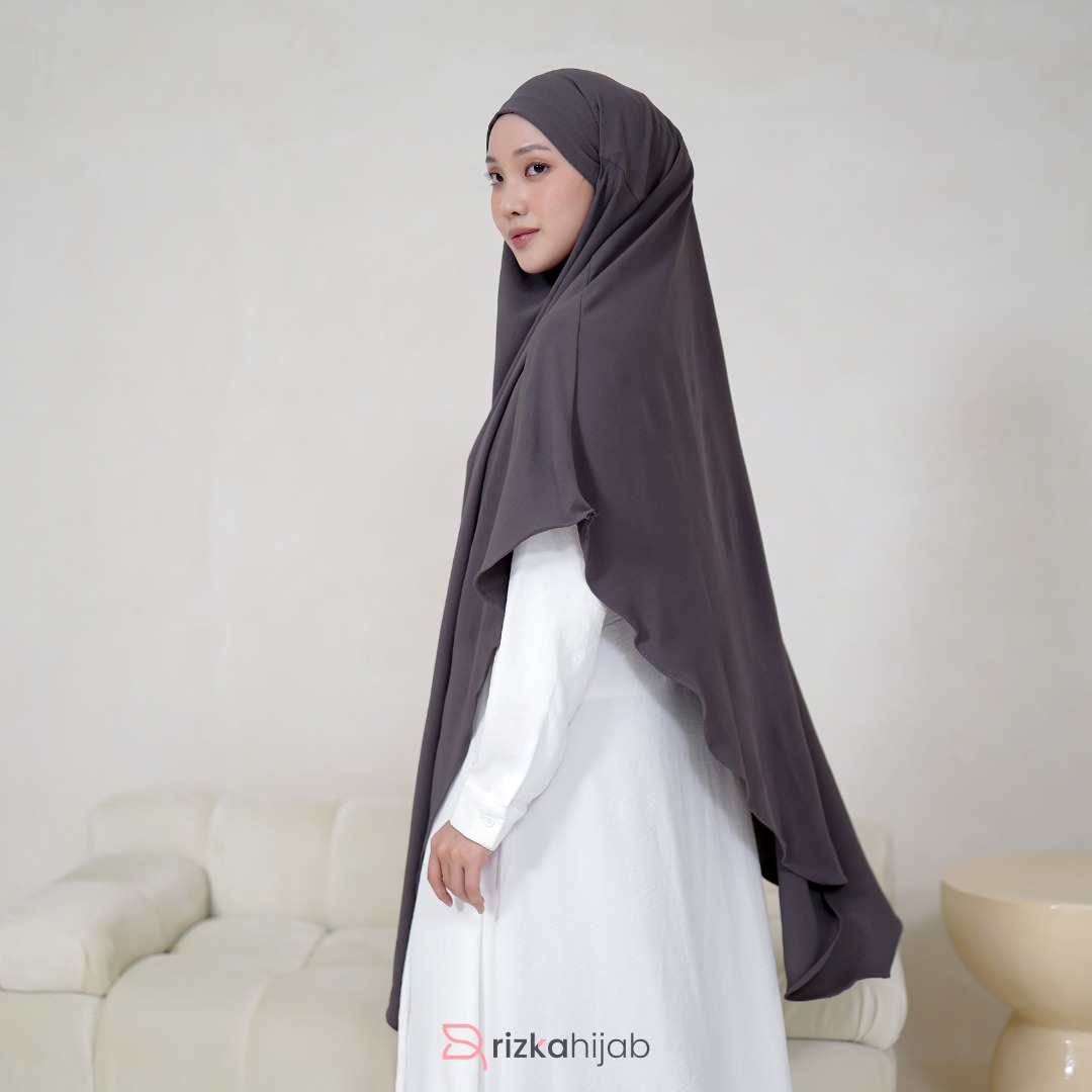 RIZKA HIJAB Shafeeya French Khimar Only Airflow Premium Syari Crinckle Polos Arab Turkey Umroh Haji