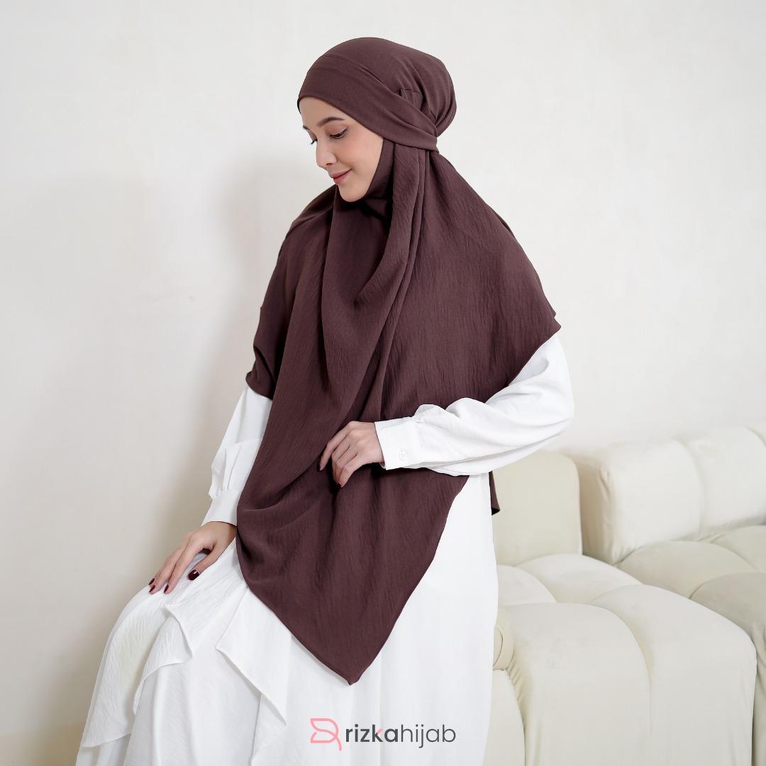 RIZKA HIJAB Shafeeya French Khimar Only Airflow Premium Syari Crinckle Polos Arab Turkey Umroh Haji