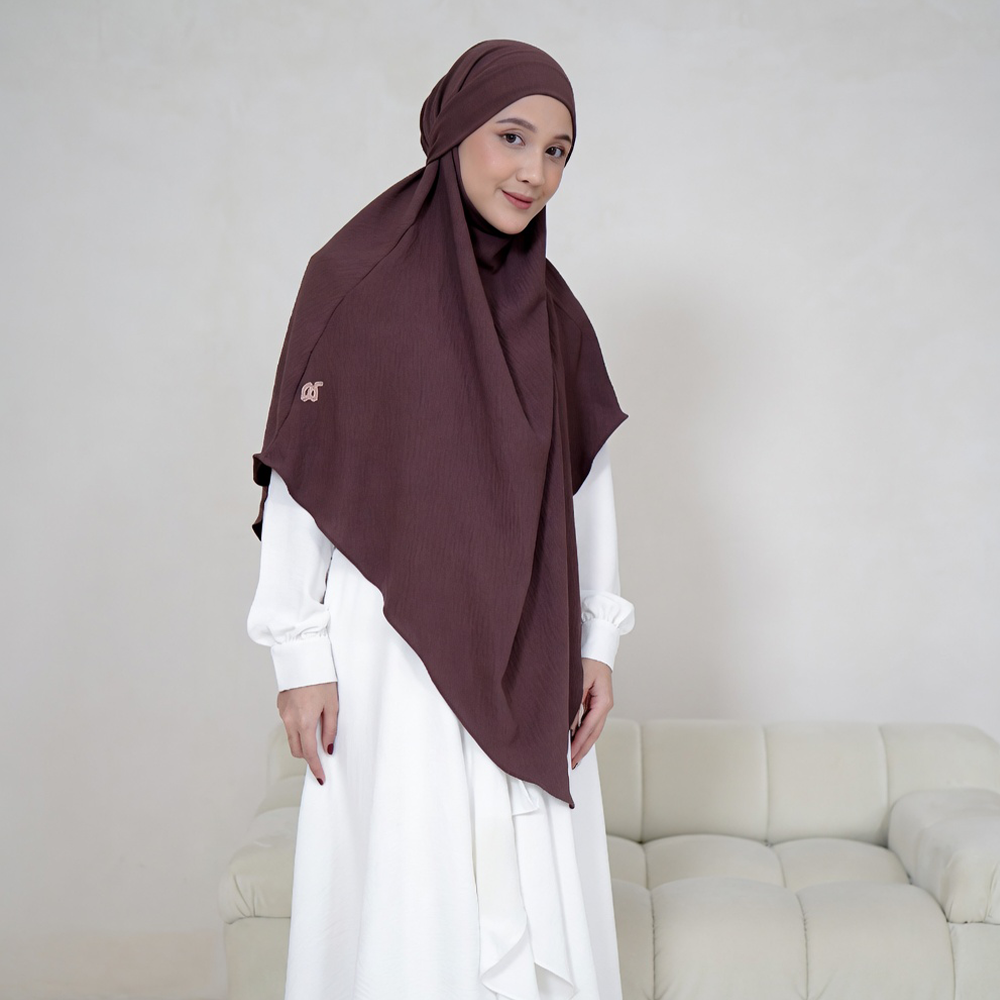 RIZKA HIJAB Shafeeya French Khimar Only Airflow Premium Syari Crinckle Polos Arab Turkey Umroh Haji