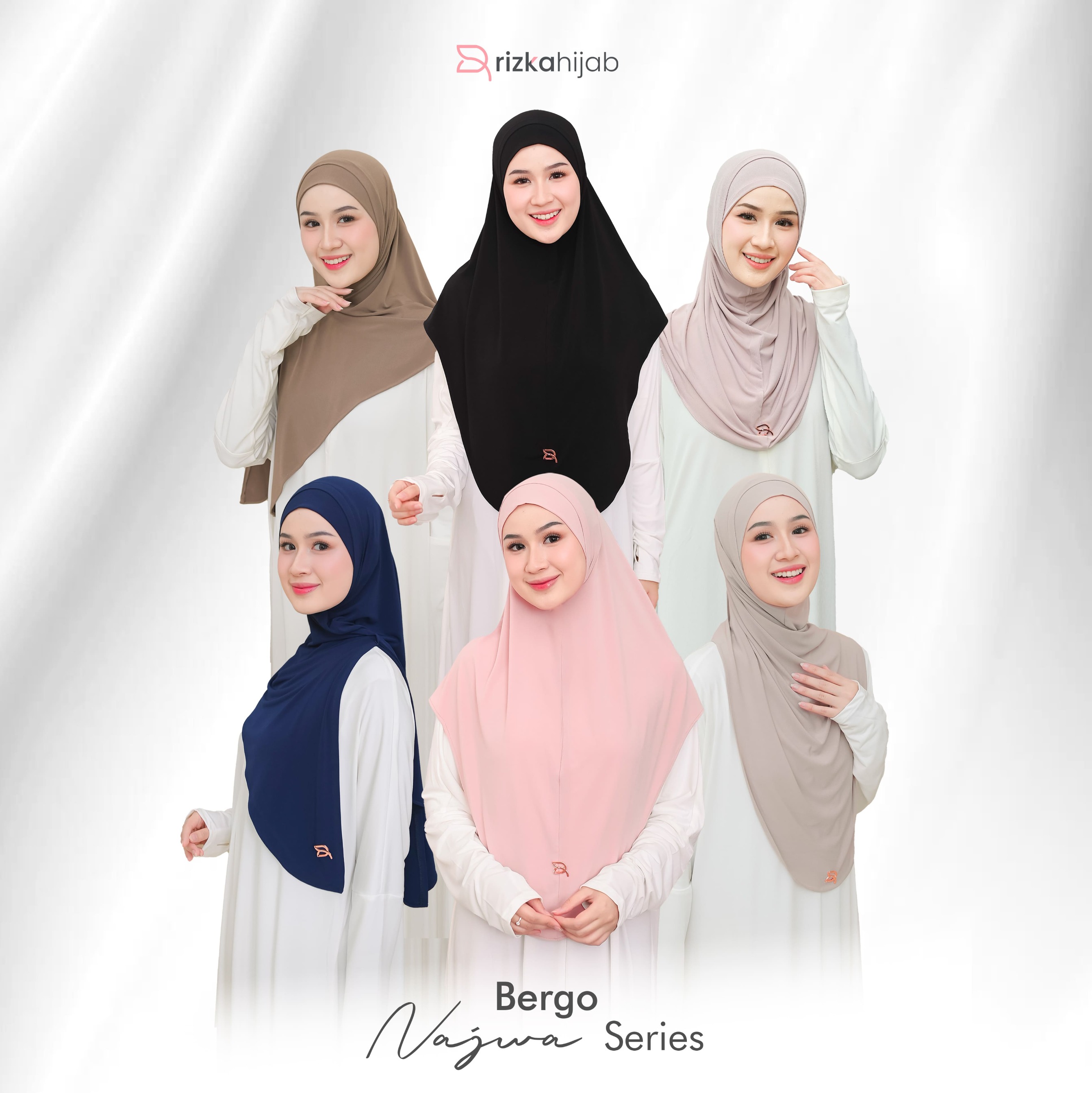 Rizka Hijab x Najwaqila - Najwa Bergo Series (Hijab Instan Bahan Jersey)