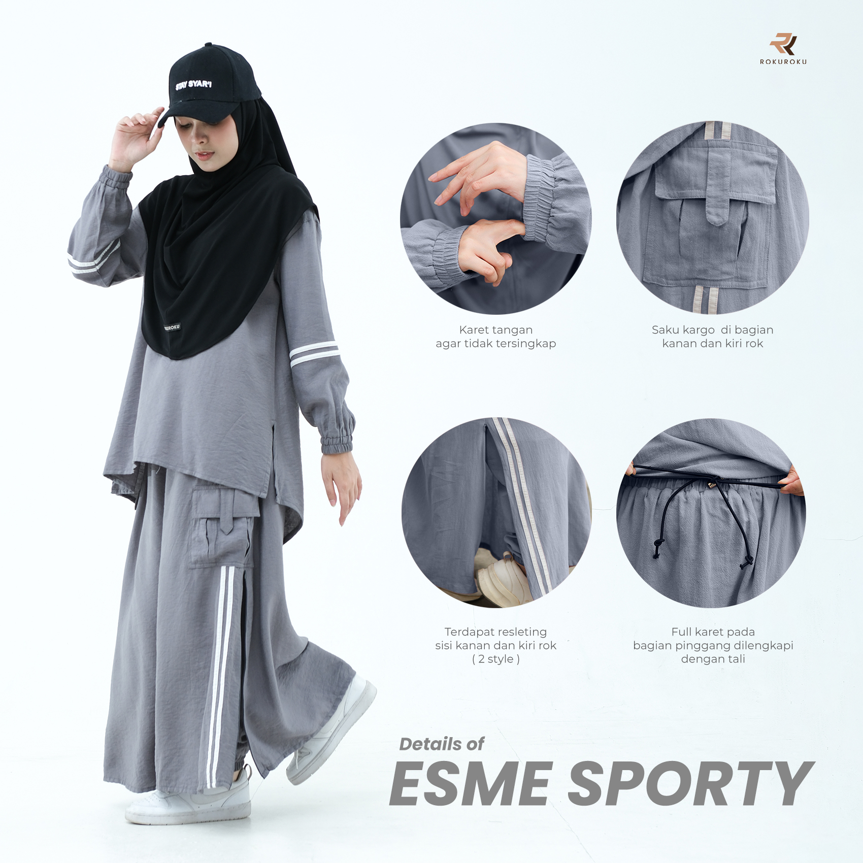 ROKUROKU.ID | ESME SPORTY - Setelan Olahraga Wanita Muslimah Syar'i Premium Sporty Set Terbaru