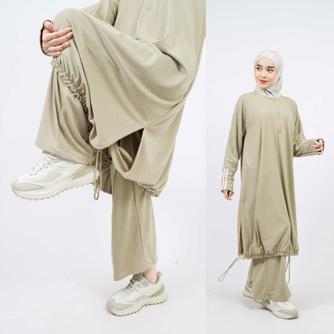 ROKUROKU.ID | Jean Sporty - Setelan Baju Olahraga Dry Fit Wanita Muslimah One Set Pound Fit Padel Sportwear Stylish Jumbo Premium