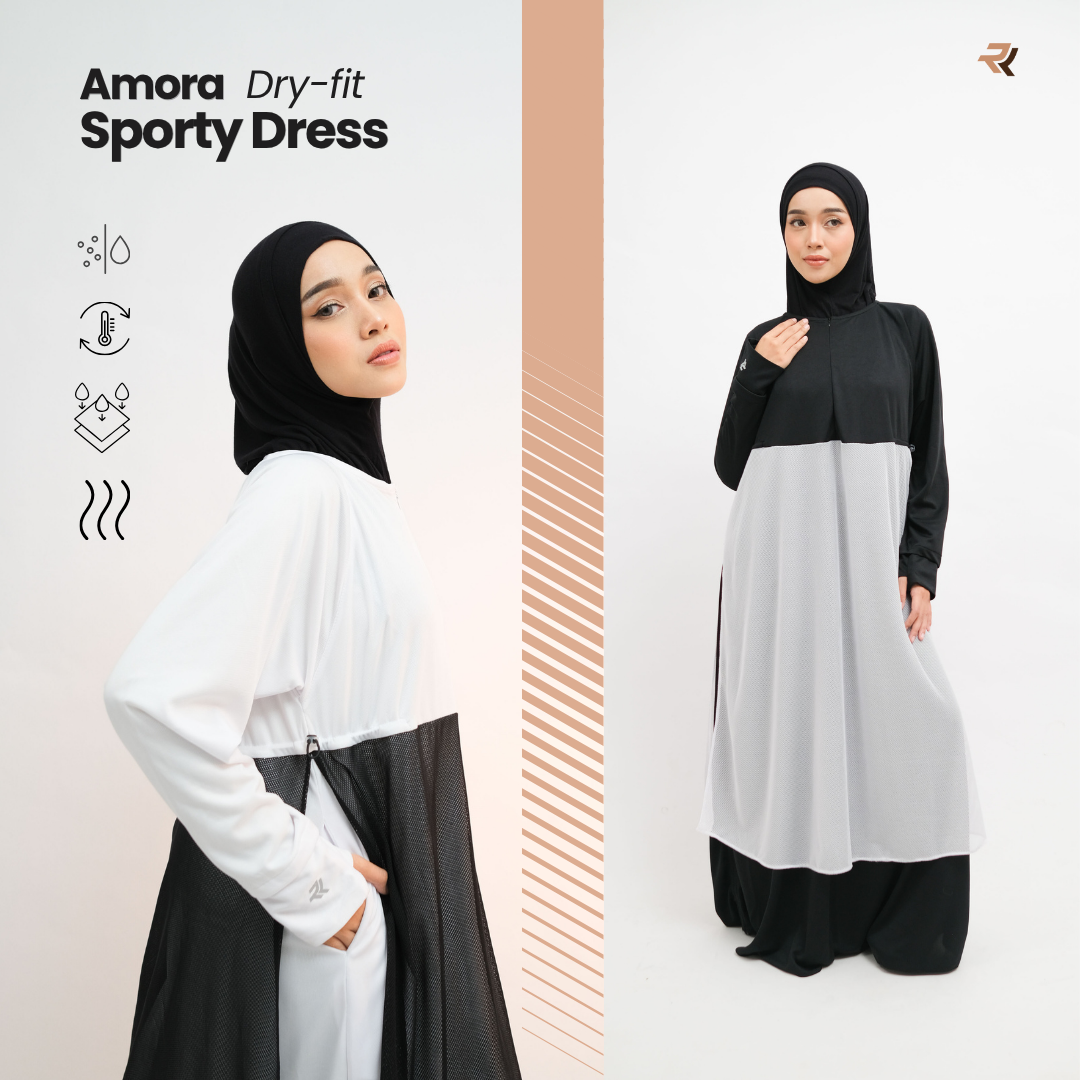 ROKUROKU.ID | Amora - Dress Sporty DryFit Casual Style Jersey Premium Gamis Olahraga Lebaran 2026