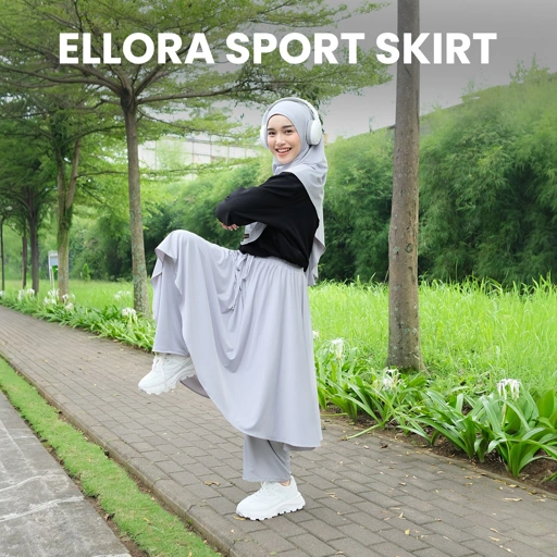 Image of Rokuroku | Ellora Skirt - Rok Celana Kulot Bawahan Setelan Olahraga Muslimah Jersey Sporty Khimar Instan