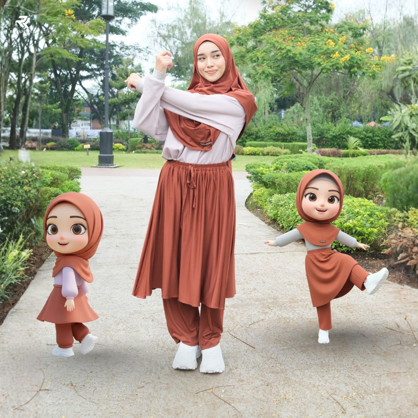 Rokuroku | Ellora Skirt - Rok Celana Kulot Bawahan Setelan Olahraga Muslimah Jersey Sporty Khimar Instan
