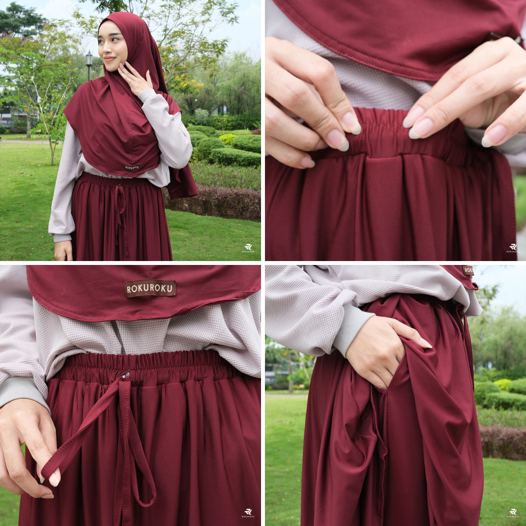 Rokuroku | Ellora Skirt - Rok Celana Kulot Bawahan Setelan Olahraga Muslimah Jersey Sporty Khimar Instan